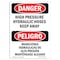 Signmission Safety Sign, OSHA Danger, 5" Height, High Pressure Hydraulic Hoses Bilingual Spanish OS-DS-D-35-VS-1663 - alternate 1